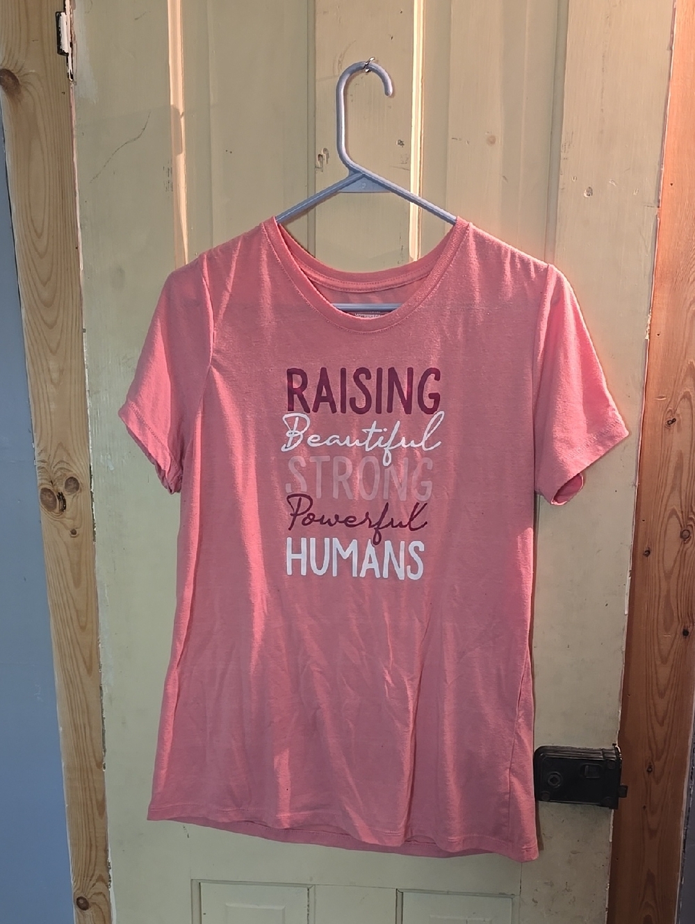 Coral Graphic Tee "Raising Beautiful Strong Powerful Humans"